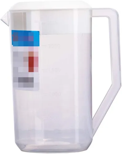 Housoutil Hervidor de medición con escala de 2.5 L de plástico para bebidas con tapa, jarra de agua fría para jugo, té helado, leche, cerveza,