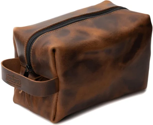 Miniatura 8 de Main Street Forge Dopp Kit Neceser de cuero de grano completo premium para hombres Fabricado en Estados Unidos Paquete de viaje para artículos