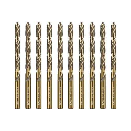 SALI Juego de Brocas de Cobalto, 10 Piezas de 1/4" M35 de Acero de Alta Velocidad Longitud Jobber Kit de Brocas para Metal Endurecido, Acero