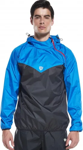 Red Plume Chaqueta de sauna para hombre, sudaderas con capucha para deportes al aire libre, chaqueta de manga larga para hombre Azul