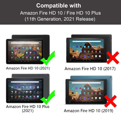 Miniatura 2 de Funda para tablet Kindle Fire HD 10/Fire HD 10 Plus (11ª generación, versión 2021), funda de piel sintética de alta calidad con ranura para tarjeta