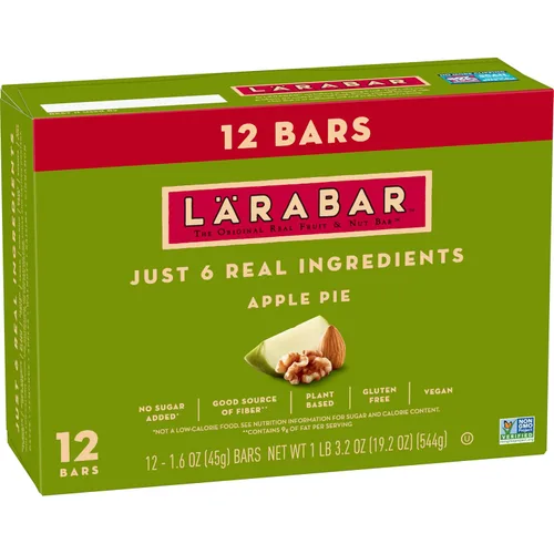 Larabar - Pastel de manzana, barras veganas de frutas y nueces sin gluten, 12 unidades