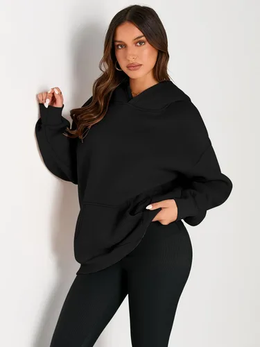 Miniatura 2 de Trendy Queen - Sudaderas extragrandes con capucha para mujer, suéteres de manga larga, sin botones, de vellón, de otoño, ropa de invierno