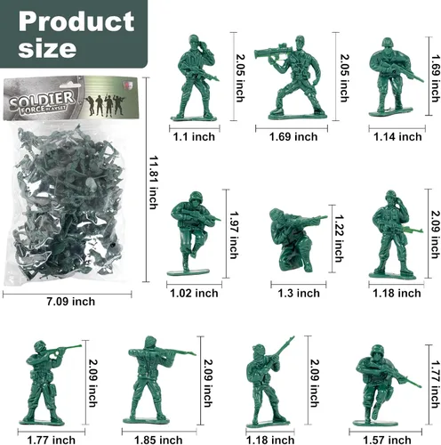 Miniatura 2 de Figuras de acción de plástico de 2 pulgadas, 10 esculturas únicas, paquete de 100 (verde)