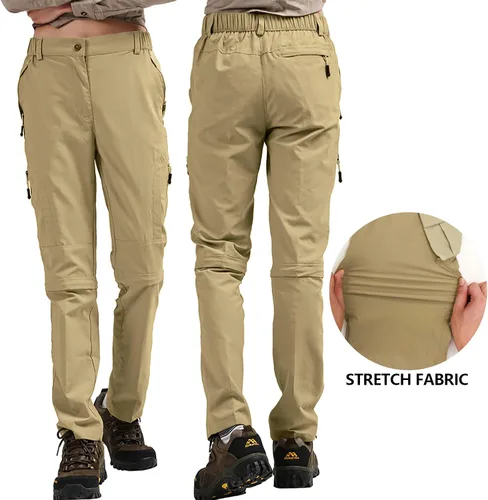 Miniatura 4 de Pantalones deportivos convertibles de senderismo para mujer, elásticos, de secado rápido, ligeros, con cremallera, pantalones para safari, viajes