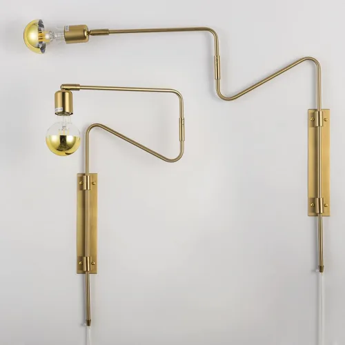 Miniatura 13 de Juego de 2 apliques de pared modernos con brazo oscilante para enchufar, luces de pared negras giratorias con cable de encendido/apagado