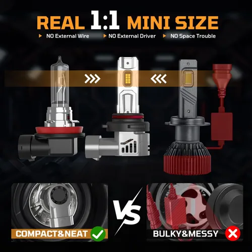 Miniatura 4 de Bombillas 9005/HB3, 50000 lm ultra brillantes 6500 K blanco frío con ventilador de enfriamiento de 14000 RPM, listo para usar, luces antiniebla