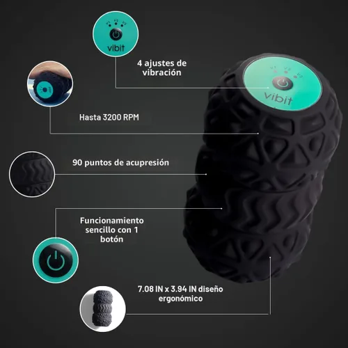 Miniatura 4 de Vibit - Masajeador vibratorio para fascitis plantar, alivio del dolor y ciática, rodillo de masaje portátil para pies y cuerpo, alivio del dolor