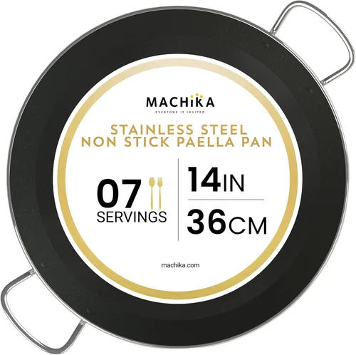 Machika Sartén de acero inoxidable con superficie antiadherente | Sartén grande perfecta para preparar comida mediterránea | Fondo de sándwich | 7