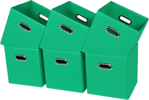 Miniatura 22 de Cubos de almacenamiento de tela – 13 x 13 x 13 pulgadas, cubos organizadores plegables con asas dobles – juego de 6, color azul