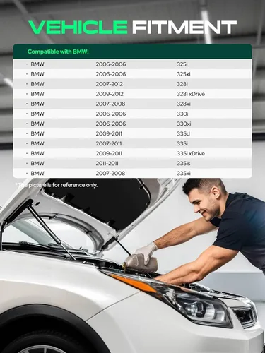 Miniatura 3 de YHTAUTO Juego de 2 soportes de elevación de capó de repuesto para BMW 325i, 325Xi, 328i, 328i xDrive, 328xi, 330i, 330xi, 335d, 335i, 335i xDrive