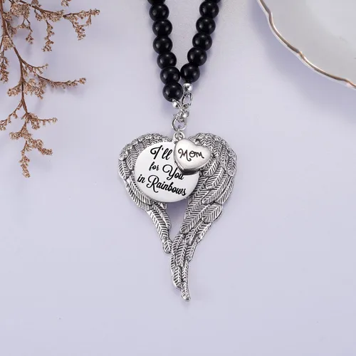 Miniatura 2 de Collar conmemorativo de alas de ángel, regalos conmemorativos para la pérdida de mamá/papá/abuela/abuelo/hijo/hija, adorno conmemorativo para espejo