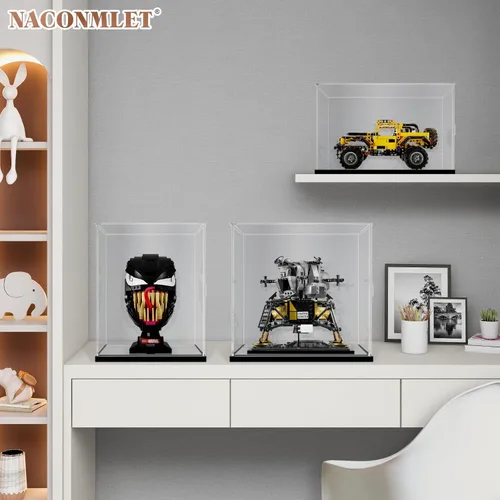 Miniatura 6 de Vitrina de acrílico transparente premium con iluminación LED – Escaparate a prueba de polvo con protección UV para máscara Lego Venom 76187, cascos