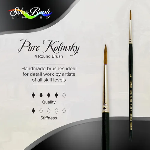 Miniatura 2 de Silver Brush Limited 7500S4 Pure Kolinsky - Pincel redondo para acuarela y aceite, tamaño 4, mango corto