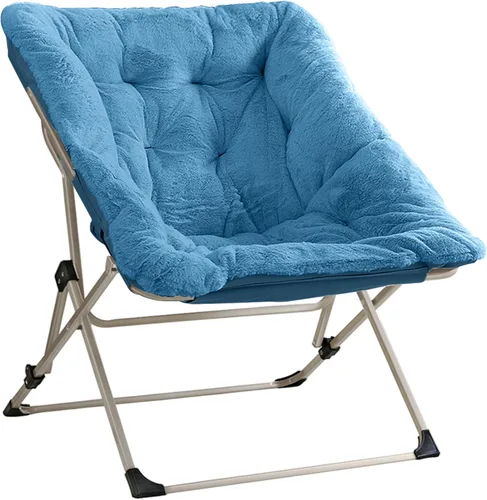 Miniatura 17 de Walsham Silla plegable cómoda, de piel sintética, suave, acogedora, silla Papasan de lectura para adultos, niños, dormitorio, sala de estar, Negro