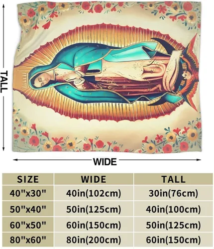 Miniatura 3 de Manta de Nuestra Señora de Guadalupe de franela ultra suave y ligera para sofá, cama, uso en todas las estaciones, 80 x 60 pulgadas