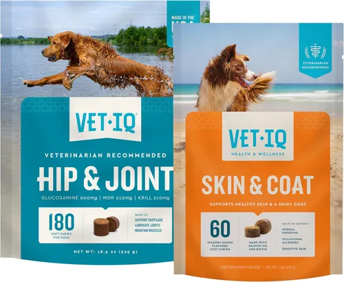 Miniatura 12 de VetIQ Suplemento de glucosamina para cadera y articulaciones para perros, 60 masticables suaves, suplemento de apoyo articular con MSM y krill