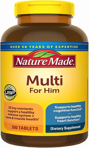 Nature Made Multivitamínico para él, multivitaminas para hombre sin planchado, apoyo nutricional diario, vitaminas y minerales Nature Made Multi