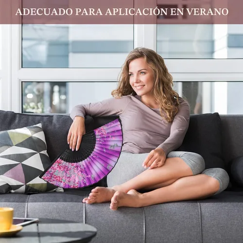 Miniatura 6 de Zonon Paquete de 4 Abanicos Plegables Florales de Mano Abanicos de Seda y Bambú con Borla para Mujeres Abanico de Mano Plegable Calado con Funda