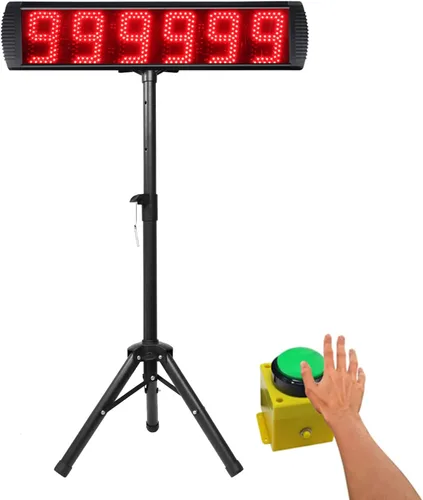 Miniatura 7 de Temporizador LED de carrera de 5 pulgadas y 6 dígitos, temporizador de gimnasio para eventos de carrera para cuenta regresiva/cuenta arriba, 12/24