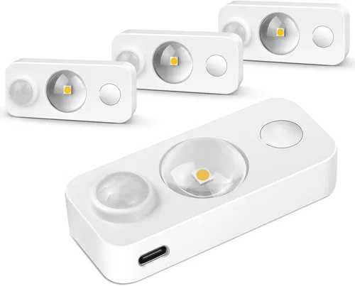 Miniatura 9 de Luces LED Puck con Sensor de Movimiento, Iluminación Inalámbrica Recargable para Debajo del Gabinete, Luz Nocturna Regulable, Luces Debajo