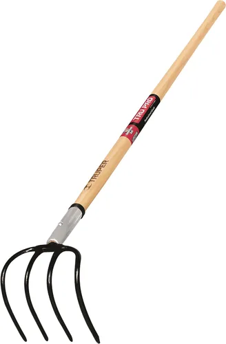 Miniatura 6 de Truper GreenBuilt Cultivador soldado de 4 dientes, mango de madera dura encerada de alta calidad, herramienta de aireación y deshierbe de alta