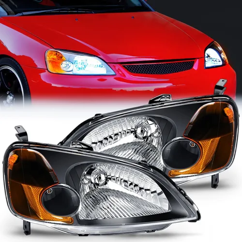 Miniatura 9 de Nilight - Conjunto de faros delanteros compatibles con Honda Civic 1996 1997 1998, reemplazo de faros delanteros, carcasa cromada, reflector ámbar