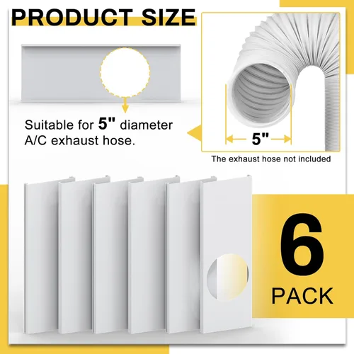 Miniatura 2 de Kit de aire acondicionado portátil para puerta corrediza, paquete de 6 rejillas de ventilación de puerta de CA, longitud máxima ajustable, kit