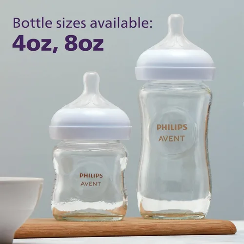 Miniatura 13 de Philips Avent SCY913/01 - Biberón de vidrio natural con pezón de respuesta natural (flujo medio, flujo 3), 8 onzas, SCY913/01