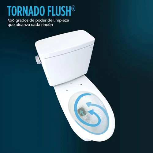 Miniatura 3 de TOTO Drake - Inodoro alargado de dos piezas 1.6 GPF TORNADO FLUSH con CEFIONTECT, algodón blanco - CST776CSG#01