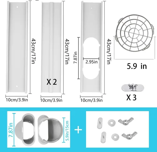 Miniatura 2 de LEZIFU Kit de aire acondicionado portátil con manguera, sello de ventana ajustable con manguera de 5.9 pulgadas de diámetro y 59 pulgadas