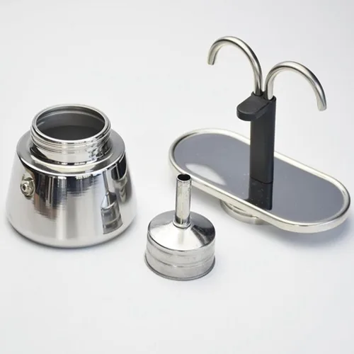 Miniatura 4 de Olla de acero inoxidable, máquina para estufa, cafetera clásica italiana doble tubo