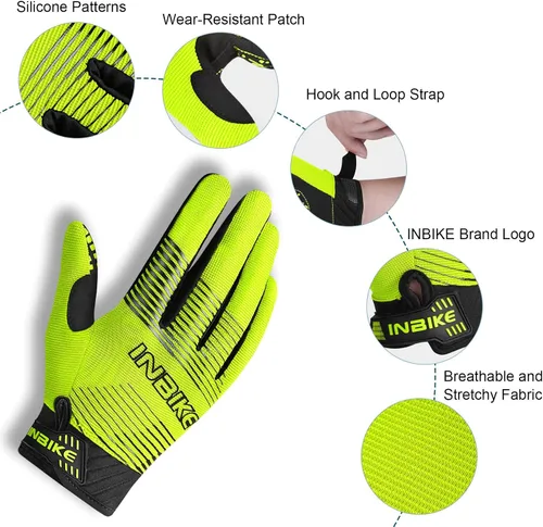 Miniatura 6 de INBIKE Guantes de bicicleta de montaña para hombre, transpirables, elásticos, para pantalla táctil, resistentes al desgaste, deportes al aire libre