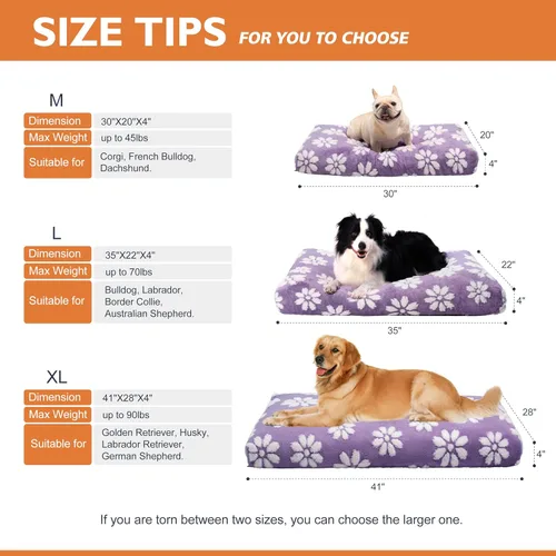 Miniatura 7 de Camas para perros grandes, bonita cama gruesa para perrera, cama mullida para mascotas con funda extraíble lavable y parte inferior antideslizante