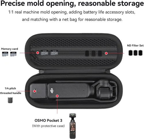 Miniatura 2 de DJI Osmo Pocket 3 Case, funda portátil para Osmo Pocket 3, asa roscada y cubierta, bolsa protectora compacta de almacenamiento para DJI Pocket 3