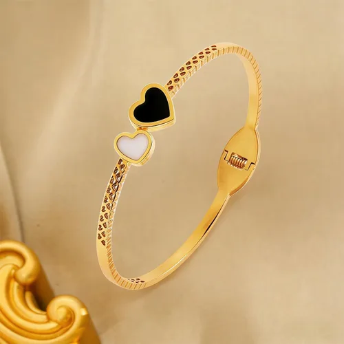 Miniatura 7 de Colección de Pulseras Brazalete de Acero Inoxidable 316L Chapado en Oro de 18K - 12 Diseños Únicos + Cadena de Acero de Titanio con Acento