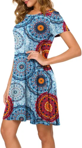 Miniatura 2 de POPYOUNG Vestido casual de verano 2025 para mujer, cuello redondo, salida de baño para playa