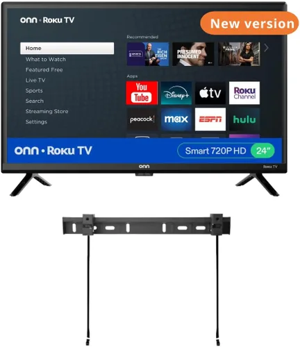 ONN Smart TV Class HD 720p de 24 pulgadas + soporte de pared gratuito con conectividad Wi-Fi y aplicación móvil | TV de pantalla plana | Compatible