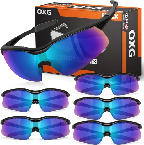OXG Anteojos de seguridad para hombres y mujeres, resistentes a impactos y arañazos, ANSI Z87.1, protección ocular, bloqueo UV Varios colores