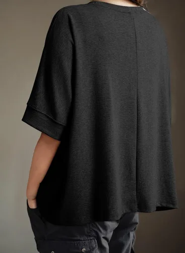 Miniatura 4 de Dokotoo -Camisetas de verano para mujer, color liso, holgadas, de gran tamaño, básicas