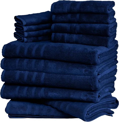 Miniatura 44 de Mosobam Juego de toallas turcas de lujo de 12 piezas XL de 35 x 70 pulgadas, 16 x 30 pulgadas, 13 x 13 pulgadas, azul Allure de 700 GSM, viscosa