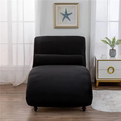 Miniatura 3 de Funda de terciopelo para tumbona de lujo, para sala de estar, muebles de interior, ultra suave, lavable a máquina, color negro