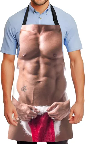 Miniatura 9 de Funny Creative Chef Apron with 3D Muscle Man Adjustable Sexy Kitchen Apron Waterproof Aprons BBQ Party Xmas Gift