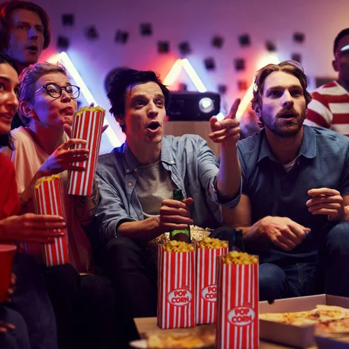Miniatura 5 de Sherr 500 Piezas Bolsas de Palomitas de Maíz de 2oz a Granel Rayas Retro Rojas Bolsas de Palomitas de Maíz Desechables para Noches de Película Rojo