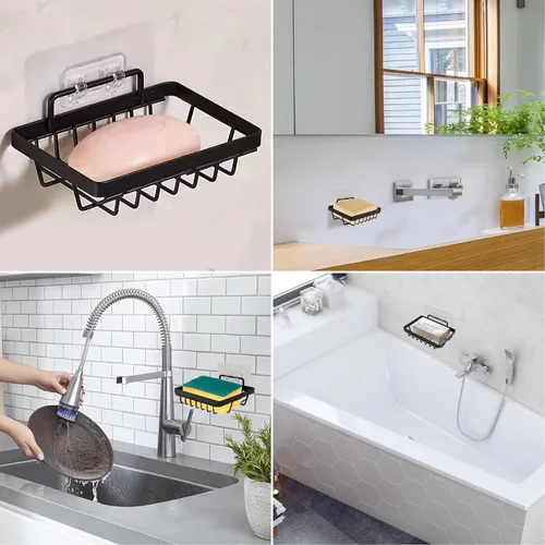 Miniatura 7 de Soporte para Jabonera Carrie Joe Sin Perforación Acero Inoxidable 304 Resistente al Óxido Montado en la Pared Soporte para Jabón y Esponja para Baño