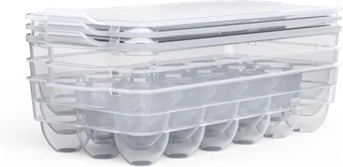 Miniatura 8 de Soporte para huevos cubierto transparente, paquete de 3, almacenamiento de huevos de plástico para refrigerador, contenedor de bandeja de huevos