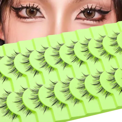 Miniatura 9 de Pestañas de manga de aspecto natural, delgadas, esponjosas, asiáticas, para cosplay, pestañas puntiagudas japonesas de anime 3D, pestañas postizas