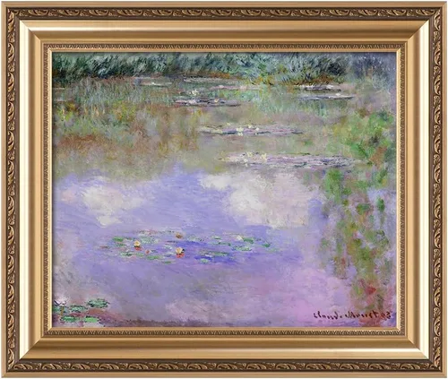 Miniatura 129 de IPIC - Reproducción artística de los lirios de agua de Claude Monet 1906, impresiones giclée coinciden con el marco dorado clásico, arte de pared