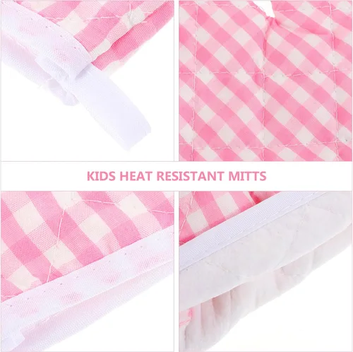 Miniatura 4 de DOITOOL Manoplas de horno para niños, guantes de cocina para niños, guantes de cocina resistentes al calor, guantes de cocina para hornear, cocinar