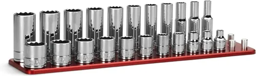 Miniatura 9 de Capri Tools Juego de llaves de 3/8 pulgadas de 12 puntos, SAE, poco profundas y profundas, de 1/4 a 7/8 pulgadas, 22 piezas